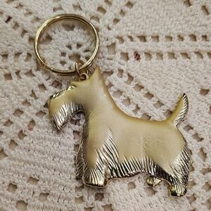 Scottish Terrier Keychain Gold Tone Brushed Look